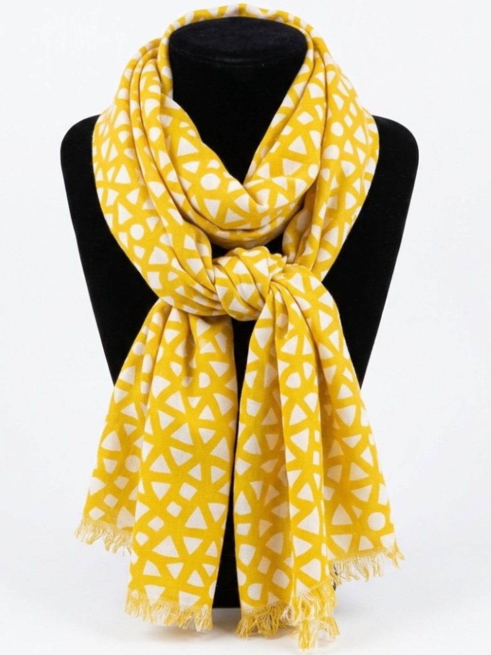 Isaac Mizrahi Yellow & White Geometric Scarf Wrap